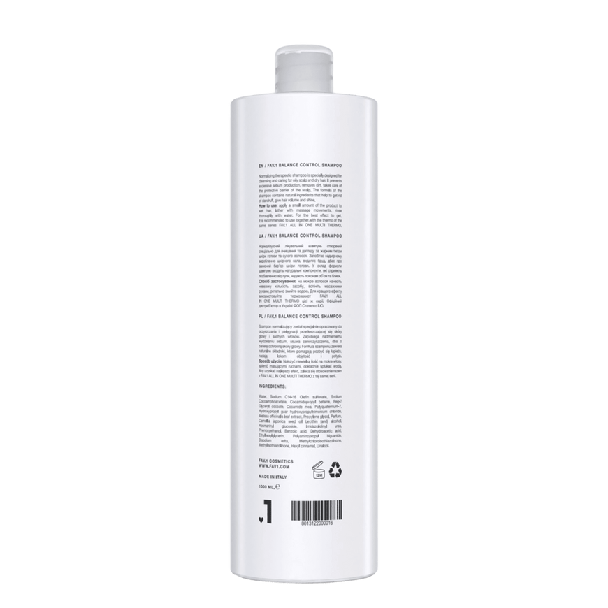 Нормалізуючий лікувальний шампунь FAV.1 BALANCE CONTROL SHAMPOO 1000 ml FV006 фото