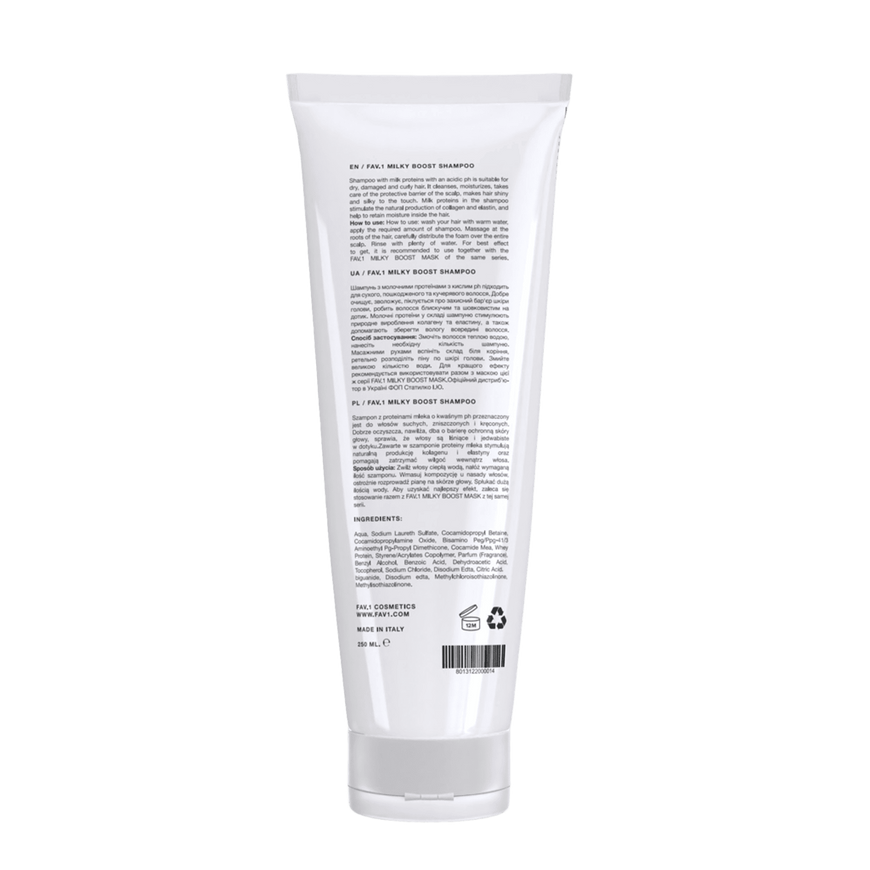 Шампунь з молочними протеїнами та кислим pH FAV.1 MILKY BOOST SHAMPOO 250 ml FV011 фото